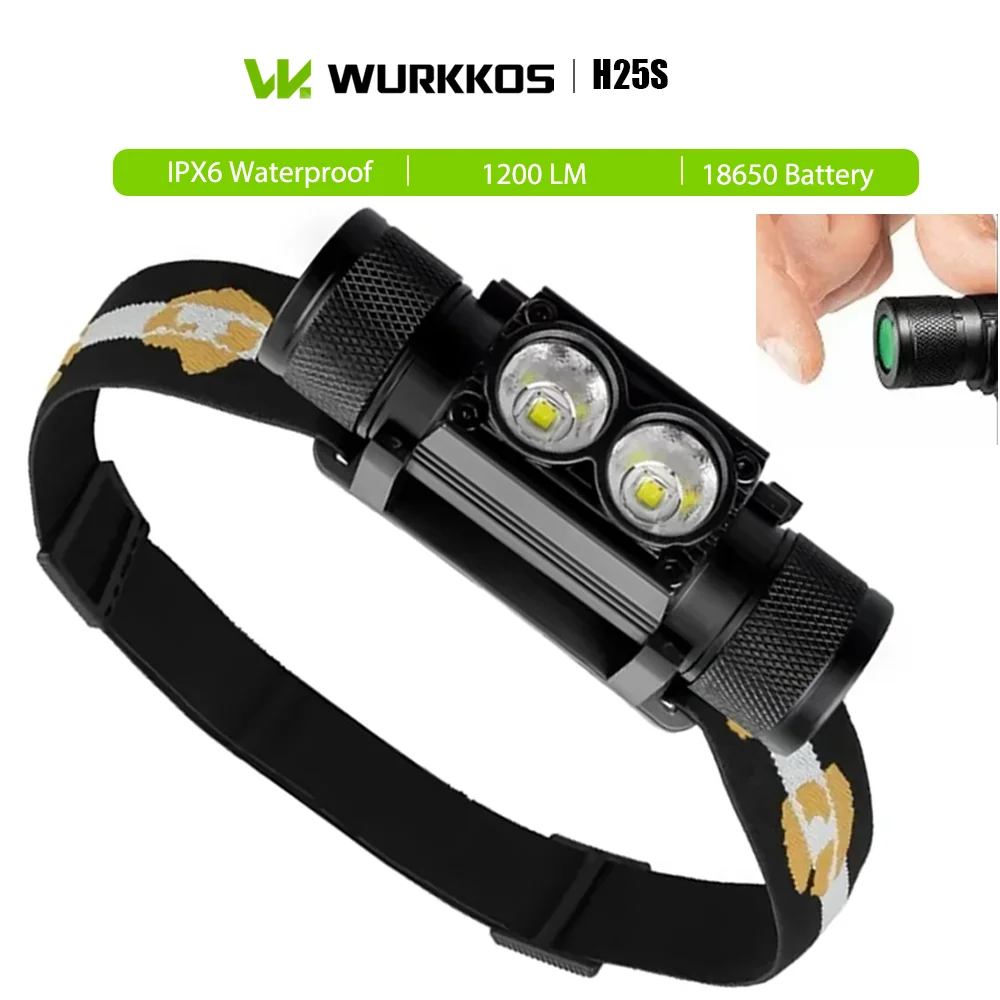 H25S 1200 Lumen Rechargeable Headlamp IPX6 Waterproof SST40 LED Torch with 18650 Battery 90 High CRI for Camping Hiking Fishing