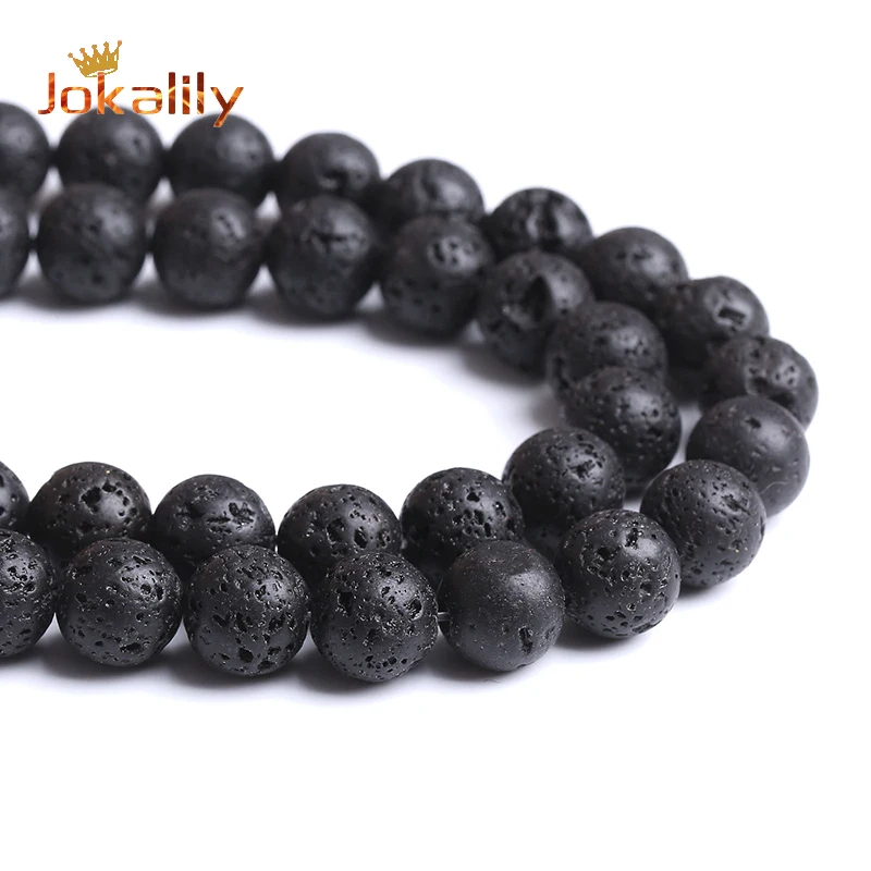 100% Natural Volcanic Lava Stone Beads For Jewelry Making Round Loose Spacers Beads DIY Bracelets Necklaces 4 6 8 10 12 14mm 15