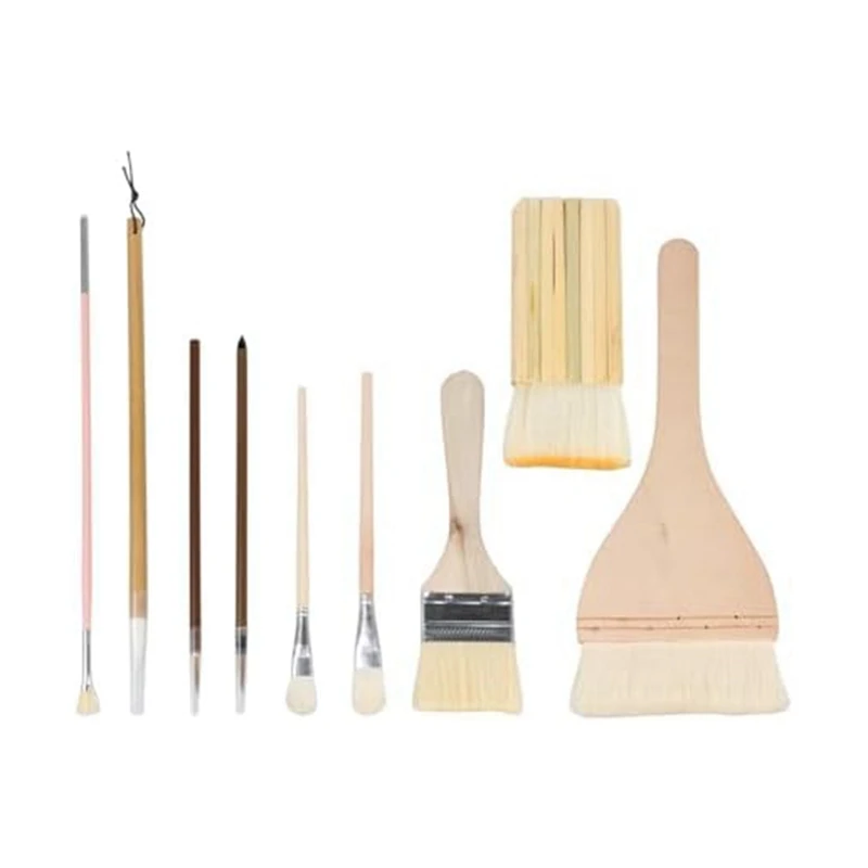 

Pottery Glaze Brushes Ceramic Brushes 9 Different Shapes As Shown Wooden Art Brush Set Oil Painting Canvas