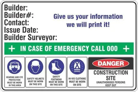 Owner Builder Safety Signs - Construction Site 8