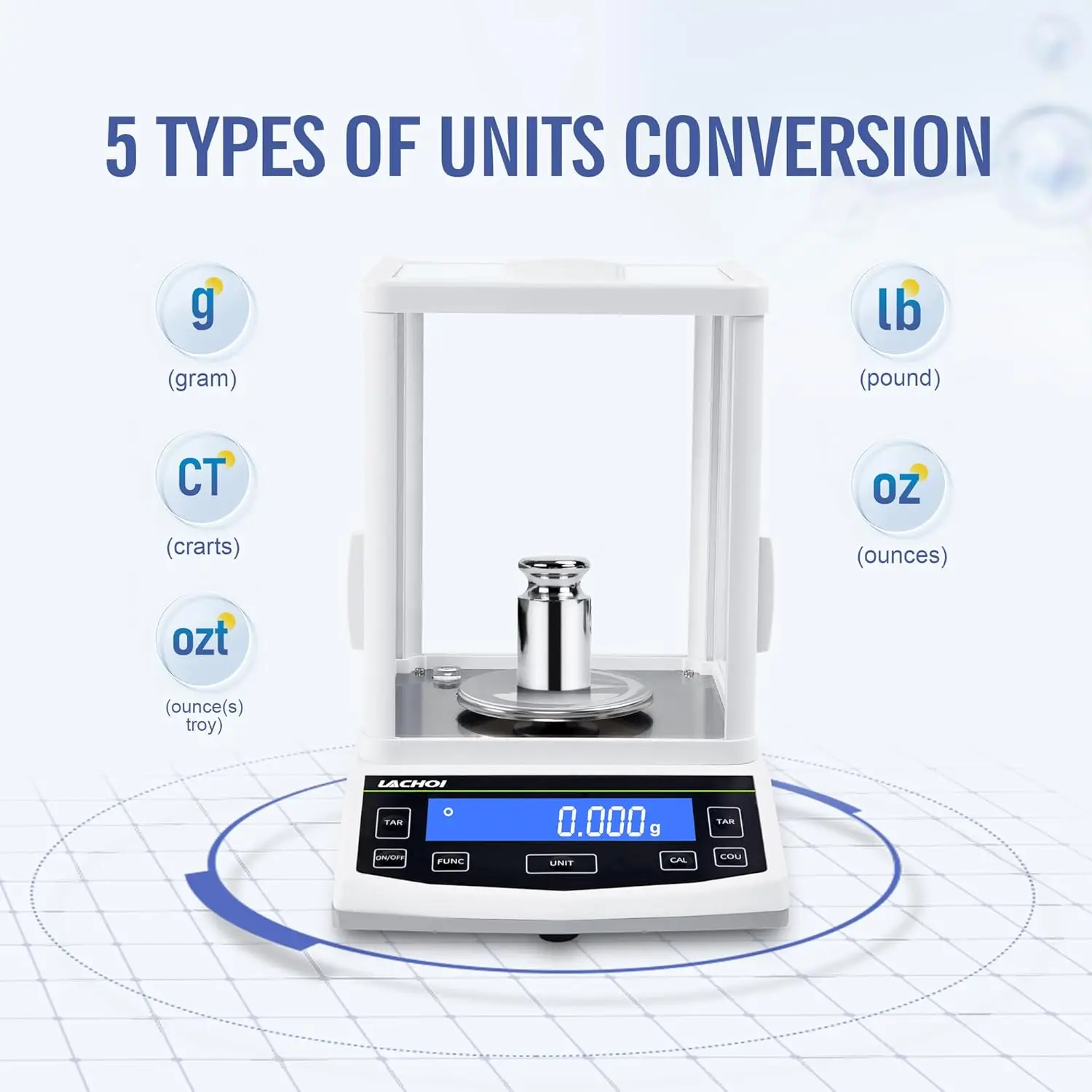 High Precision 500g Analytical Balance with 0.001g Accuracy, Windshield Protection, and RS232 Interface for Laboratory Use
