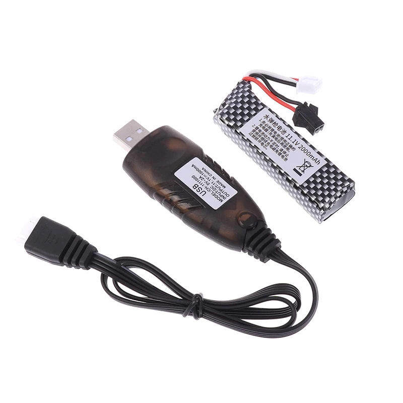 Blaster Battery 1PC 11.1V 2000mAh Gel Water Bead Batteries For Splatter Ball Mini Connector To SM Plug Charger Cable