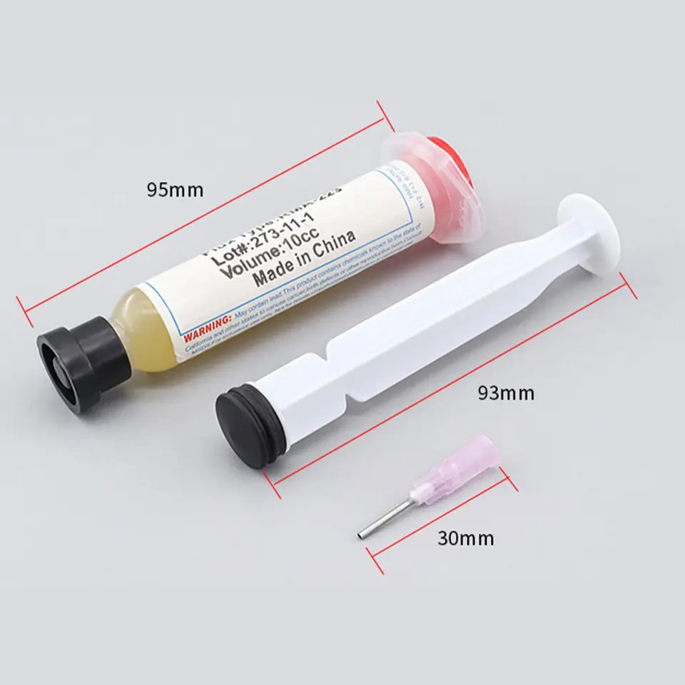 Syringe Solder Paste Flux with Plunger Needle Tip Easy Control No Waste No-Clean Soldering Flux For BGA PGA SM image 2