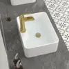 16" Rectangular Ceramic Vessel Bathroom Sink White Countertop Basin Above Counter Easy-to-Clean Durable Modern Style Ideal Small 4