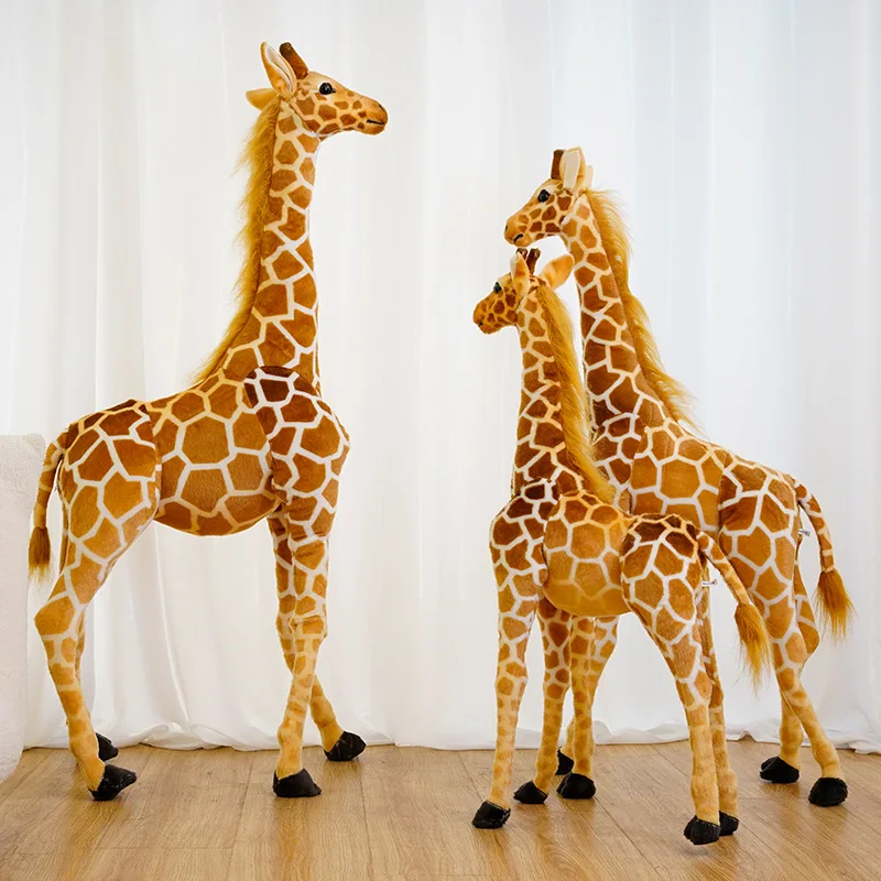 35-120cm Géant Real Life Girafe Peluche Jouets Peluches Haute Qualité  Peluches Poupées Doux Enfants Bébé Anniversaire Cadeau Décoration