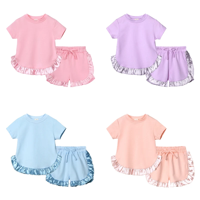 Sommer Neue Kinder Kleidung Mädchen Outfit Set Einfarbig Baumwolle Kurzarm Tops Shorts 2 Stücke Mode kinder Sets 1-6 Jahre