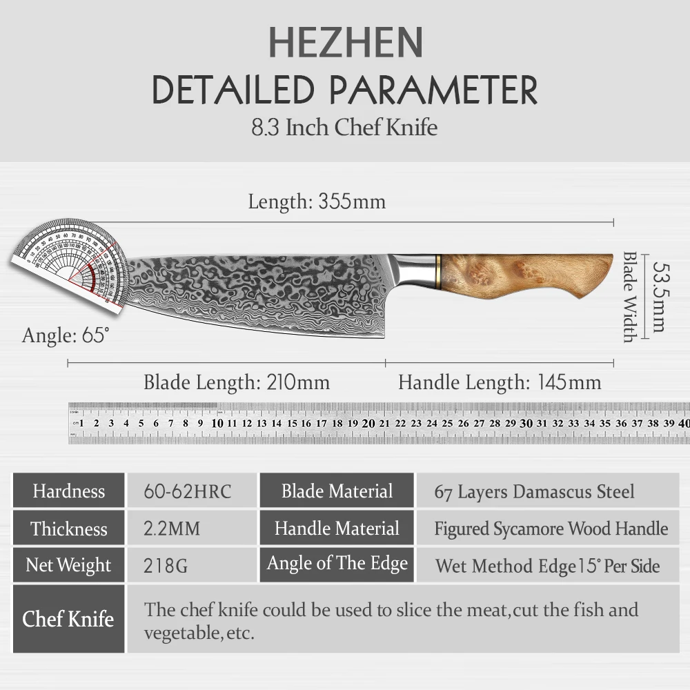 HEZHEN 8'' inch Chef Knife Leather Sheath Handmade Italian First Layer  Vegetable Tanned Knife Scabbard Cover Easy to Carry - Price history &  Review, AliExpress Seller - HEZHEN Official Store