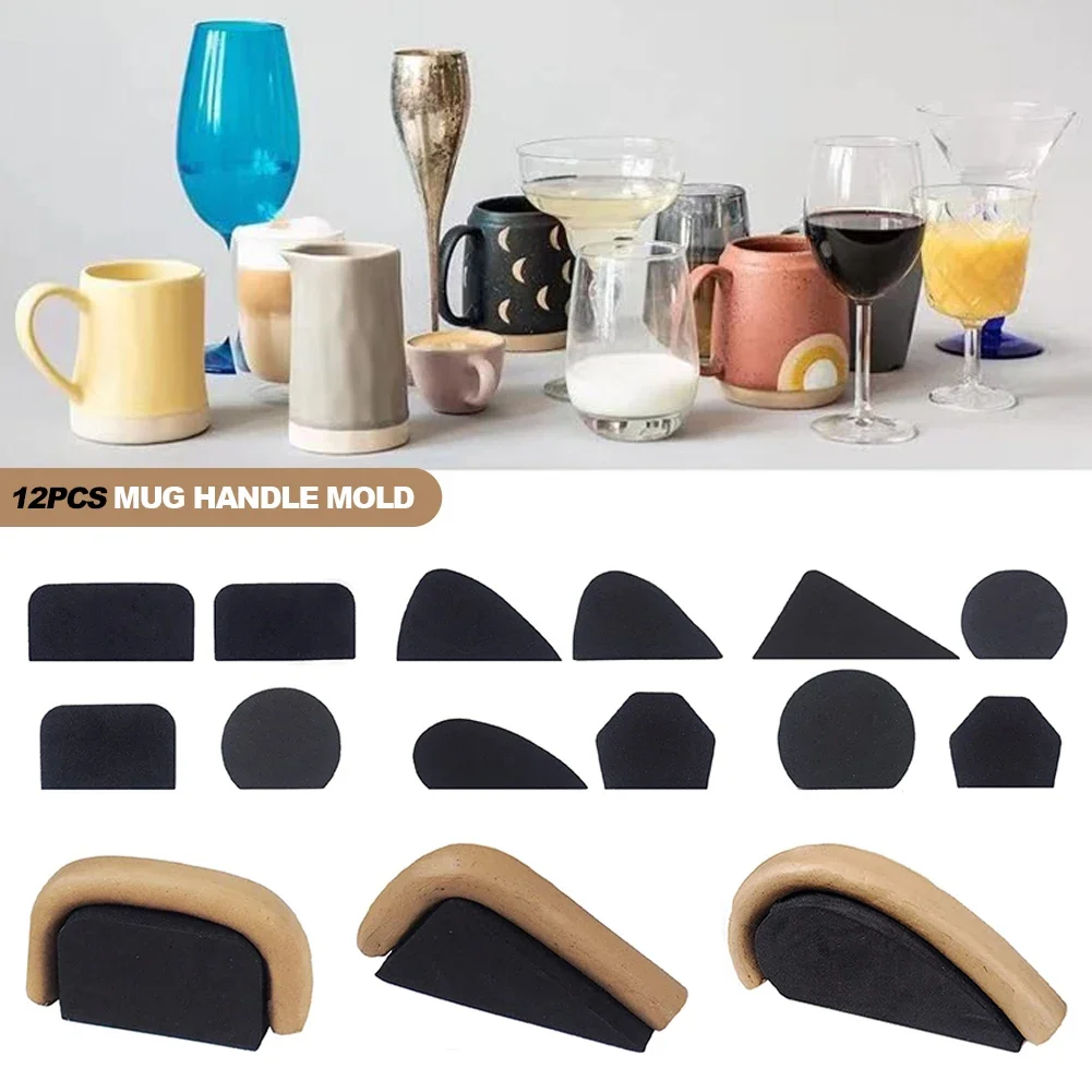 Pottery Mug Handle Molds Set of 12 DIY Cups Handle Making Mold Tool for Clay Ceramic Clay Cutters Coffee Mug Mold pottery sculpting tools clay sculpting tools pottery tools clay craft tool