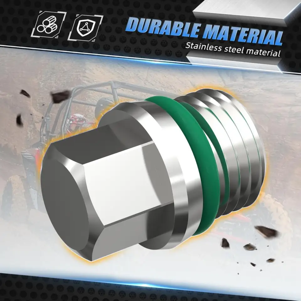 Bouchon De Vidange Magnétique M10x1.0 Acier Inoxydable Pour Can-Am Maverick X3, Defender, Commander - Aimant Néodyme, Joint FKM