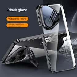 Ice Crystal Clear Phone Case with Lens Holder and Drop Resistance - Full Fingerprint and Lens Protection for Pura 80 Ultra (Black)