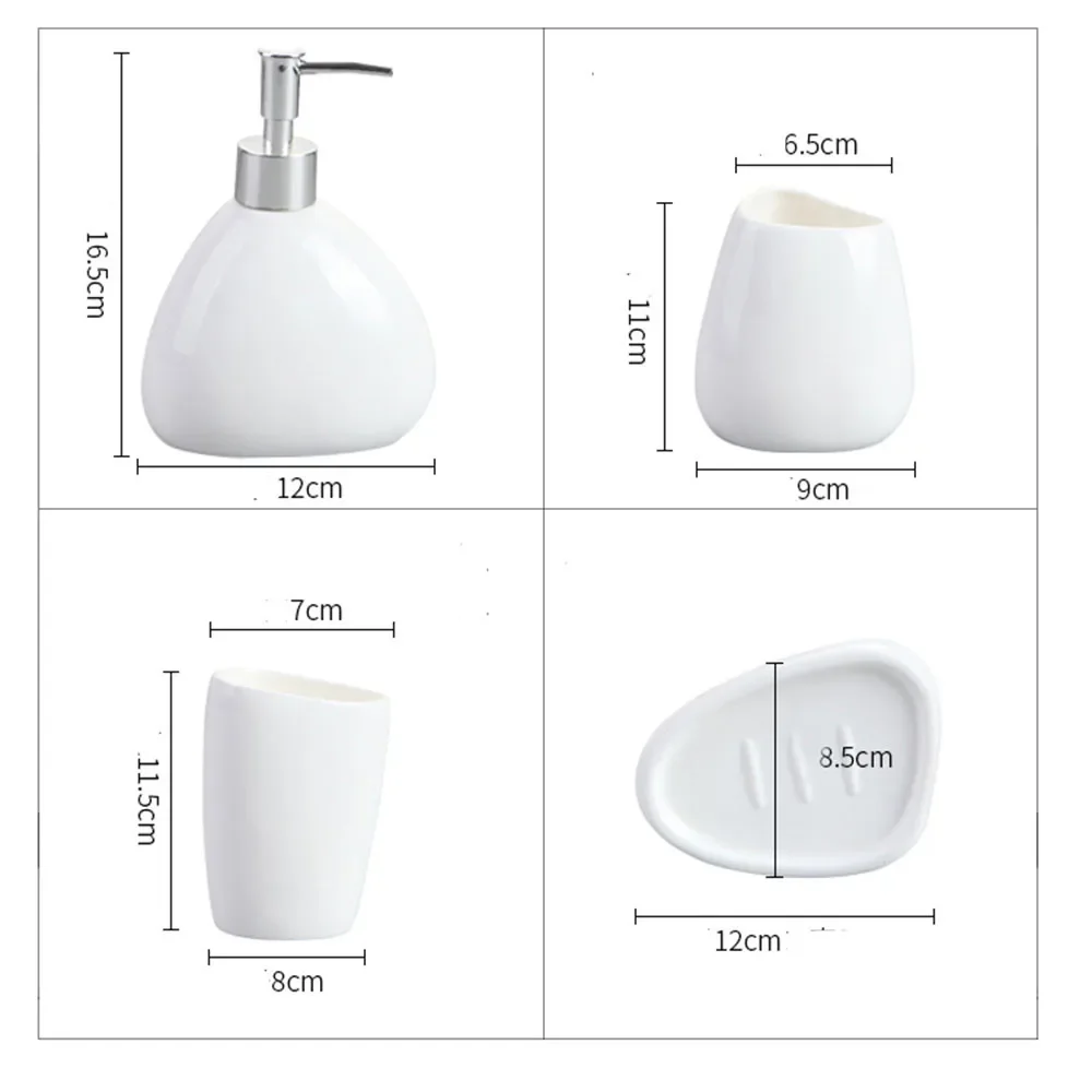 Home Washing Part Nordic Bathroom Wash Accessory White Ceramic Soap Dispenser Bottle Mouthwash Cup Soap Dish Toothbrush Cup 5