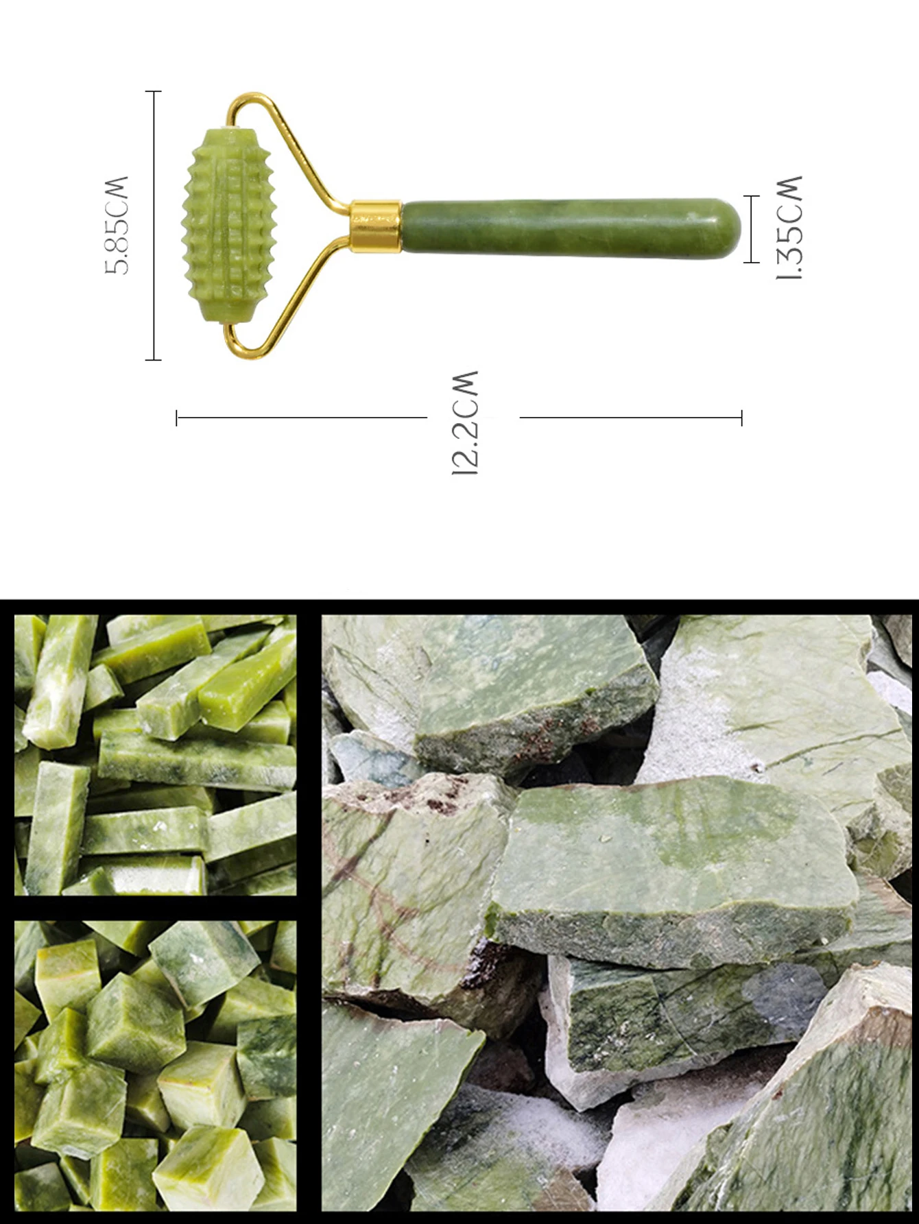 1 Pcs Xiu Yu Jade Roller Facial Ridged Roller Skin Massage Roller Facial Beauty Container Natural Xiuyu Thin Face Tools