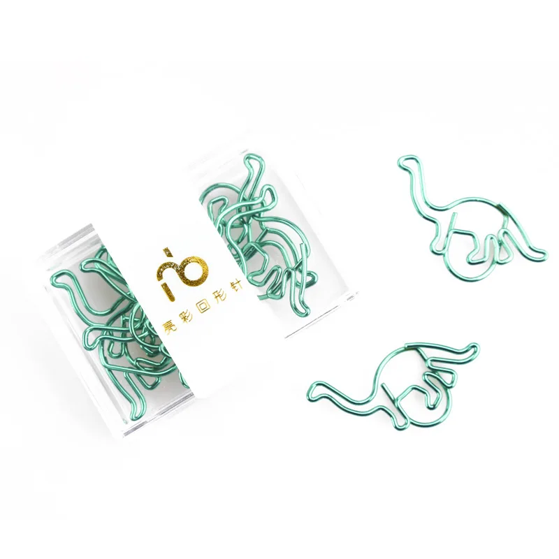 

12pcs/box Green Dinosaur Shapes Clip Bookmark Binder Clip Office Accessories Paper Clips Patchwork Clip