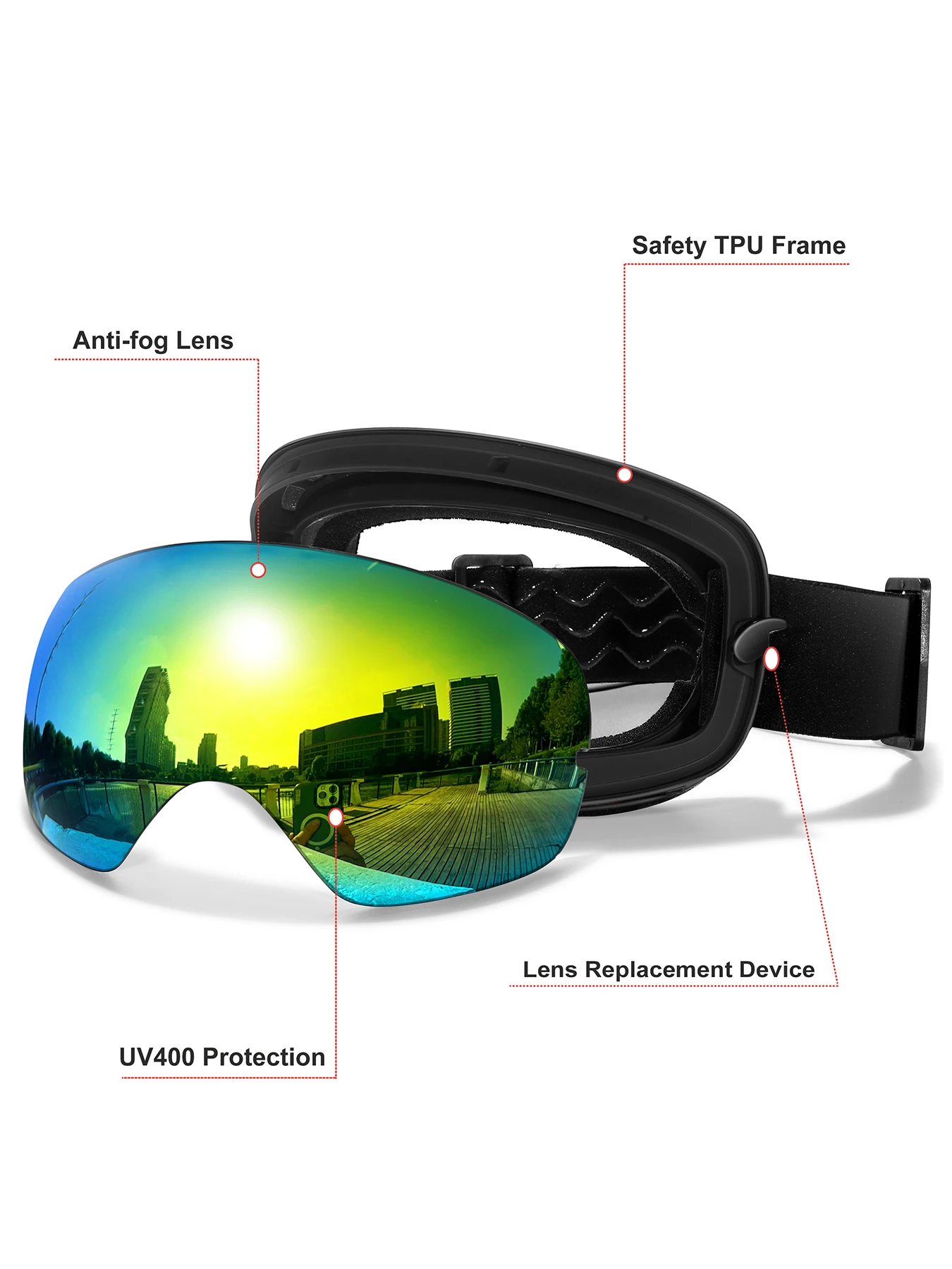 Winter Snow Ski Goggles Double Layers Anti-fog Classic Skiing Mask UV400 Big View Snowboard Snowmobile Glasses Unisex Free Box 3
