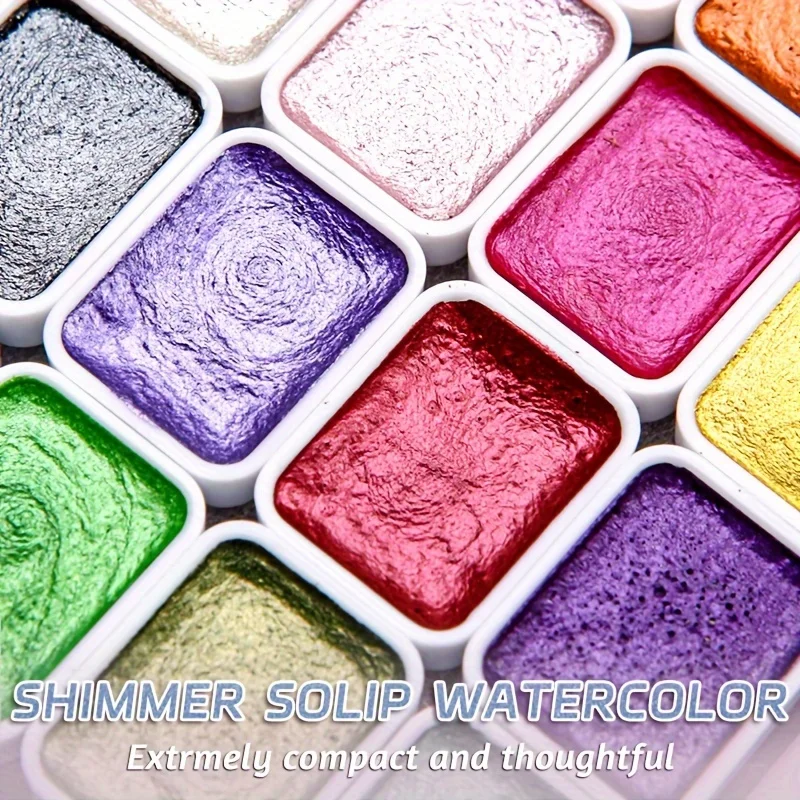 20 Colors Pearlescent Solid Watercolor Paint Metallic Sparkly Shimmer Glitter Paint for Manicure Writing Decoration for Artists watercolor paint watercolor pigment