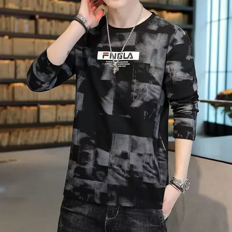 thumbnail image 1 of Ropa para hombre, camiseta negra estampada, camiseta de gran tamaño para hombre, nuevas tendencias de moda rock 2024, Harajuku XL Y2k, manga larga, 1 of 4