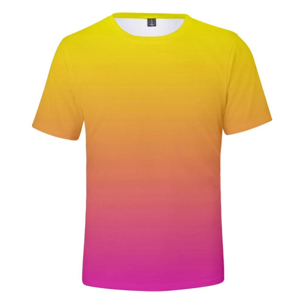 

Neon Gradient T-Shirt Men Summer Green T Shirt Boy/Girl Solid Colour Tops Rainbow Streetwear Tee Colourful 3D Printed Kids Shirt