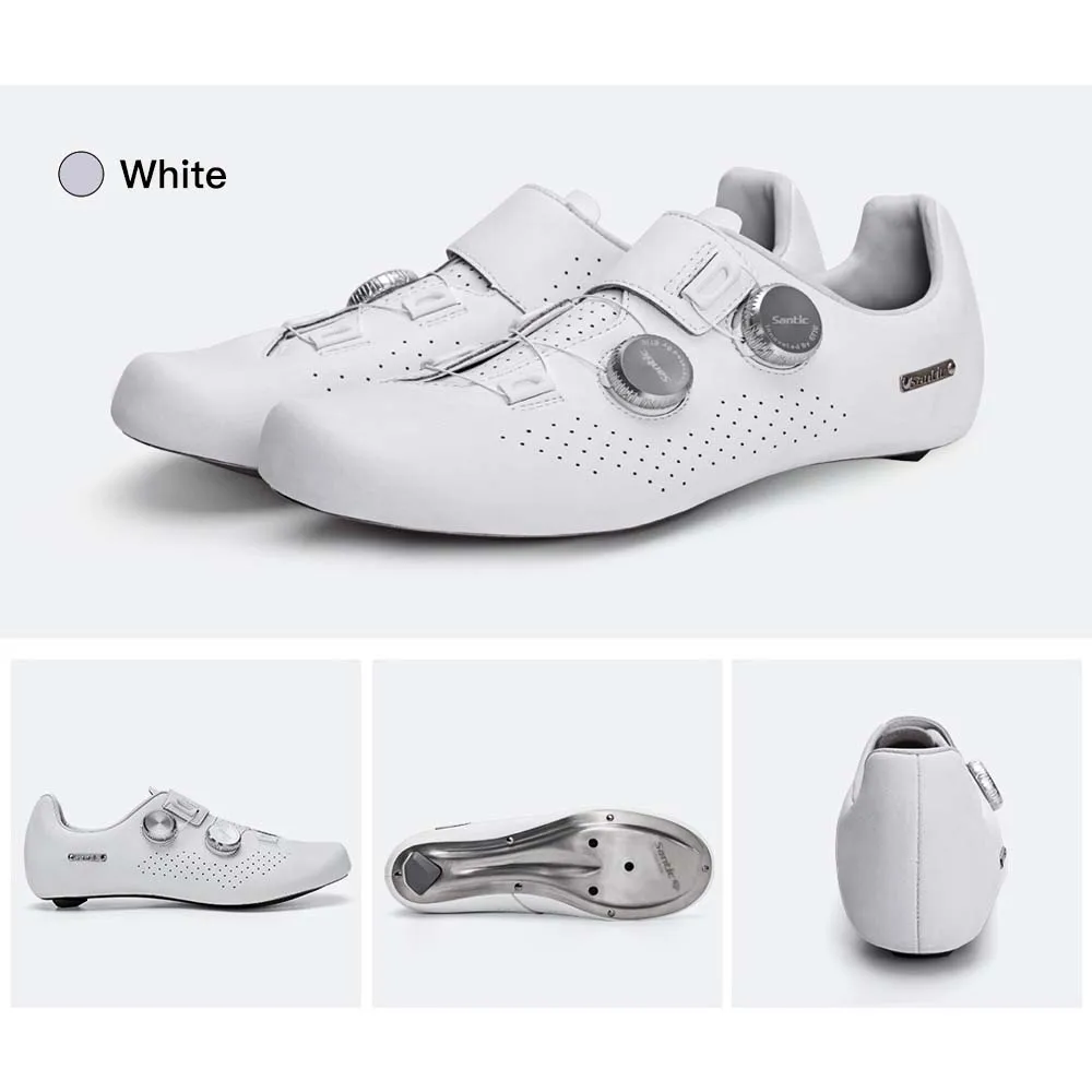 Santic Men's Cycling Shoes New Hardness16 Titanium Alloy Sole Auto-Lock Outdoor Bicycle Sneaker Adjustable Pro Road Racing Shoes 5