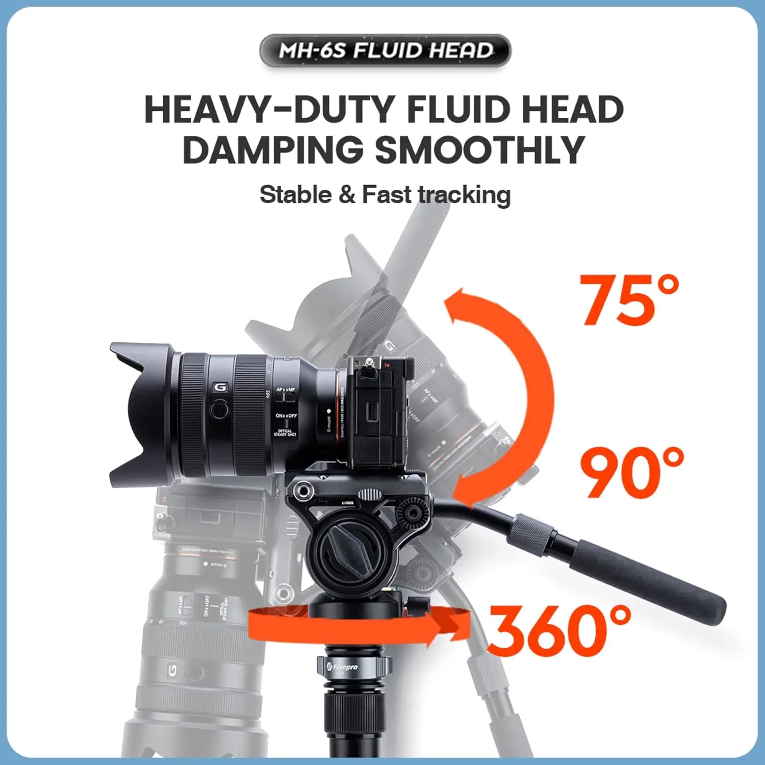 Fotopro Carbon Fibre Monopod Bundle with Pedal Locking Video Fluid Head 186CM 3-in-1 Travel Monopod for DSLR Camera