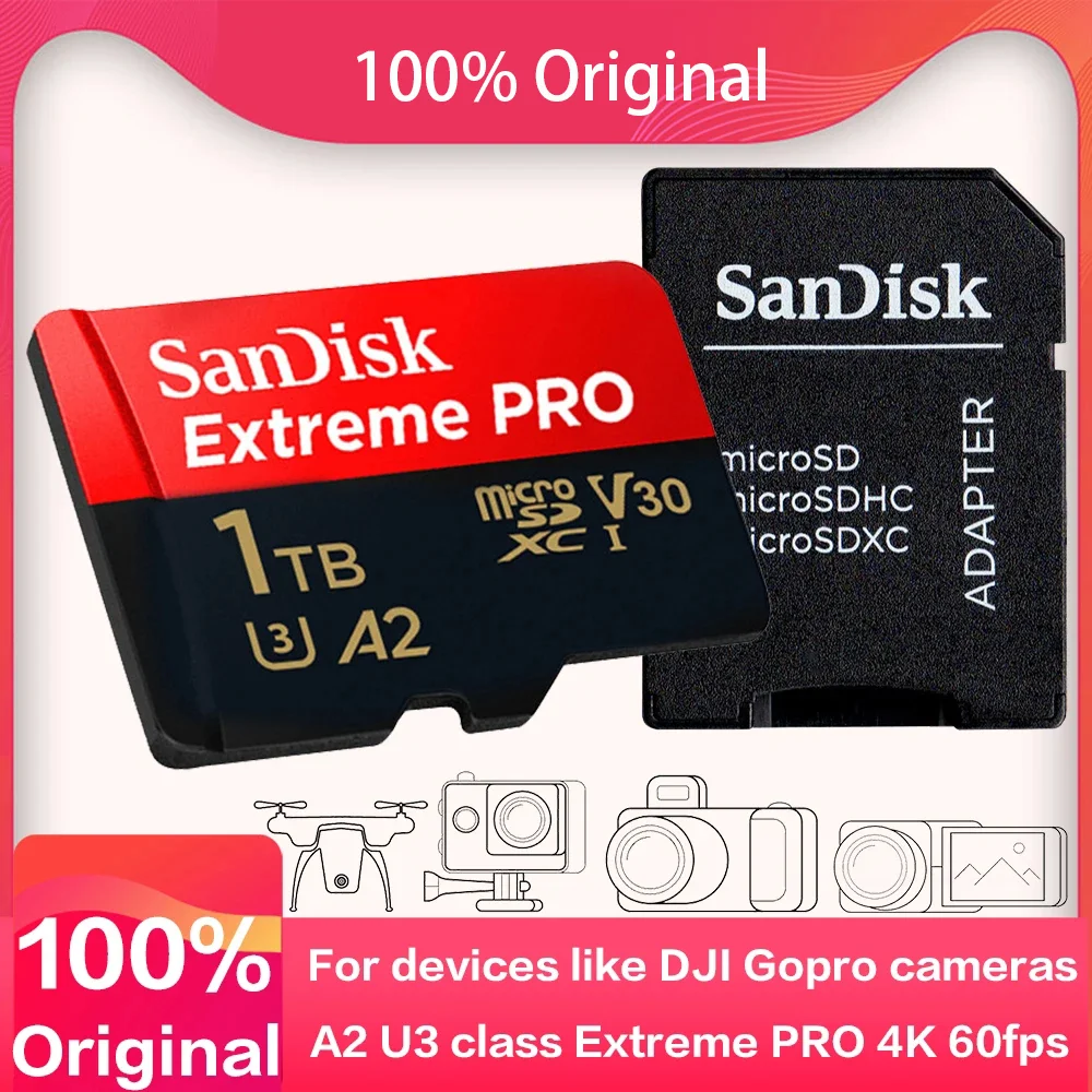 SanDisk Extreme microSDXC UHS-I U3 256 Go + Adaptateur SD - Carte