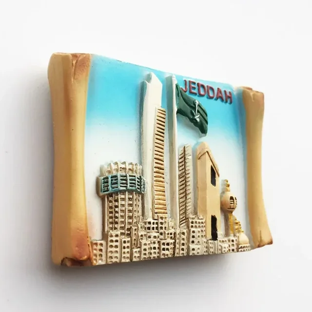 Middle East Saudi Arabia Fridge Magnet Bahrain Dammam Madinah Makkah Buraydah Tourism Decoration Resin Refrigerator Sticker 5