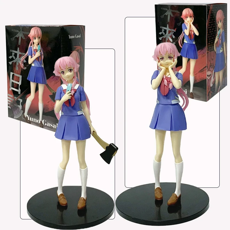 Auf lager 17 cm Zukunft Tagebuch Mirai Nikki Gasai Yuno Anime Uniform Kleid Stehende Haltung Action Figur Modell spielzeug Thanksgiving