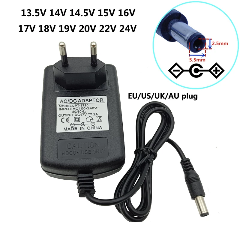 Adaptador de Alimentação Universal ac dc uk au Plug 14v 14.5v 15v 16v 17v 18v 19v 20 v 22v 24v 20 Volts 135 v 2a
