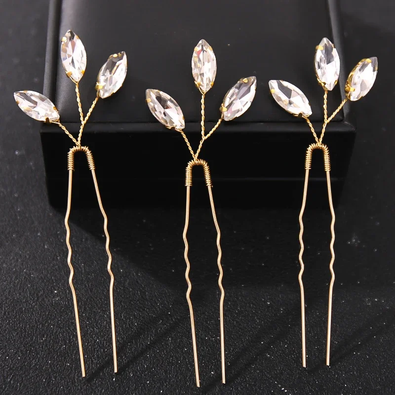 Crystal Pearl Flower Hair Pins Clips For Women Bride Hair Jewelry Wedding Accessories Rhinestone Prom Hairpin Headpiece