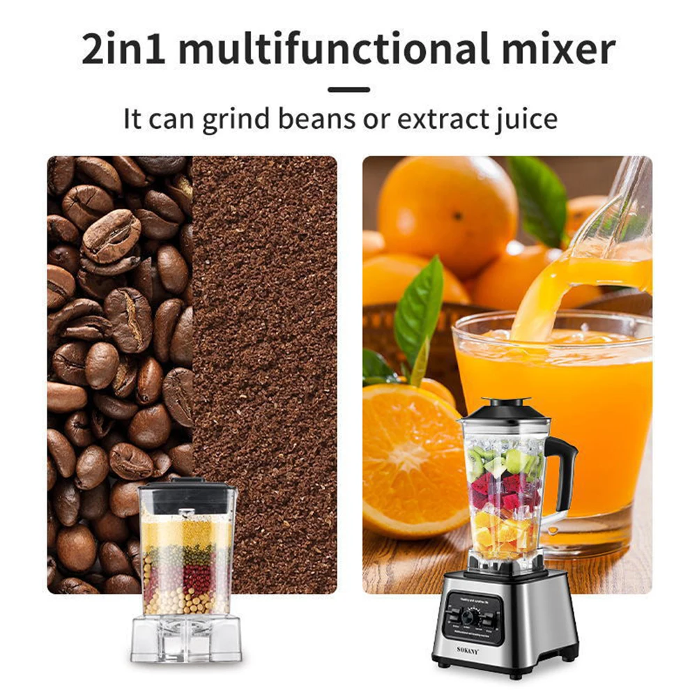 6000W Blender Smoothie Maker Table Blender with 2.5L Container Professional Mixer for Ice Nut Fruit food blender,commercial blender
