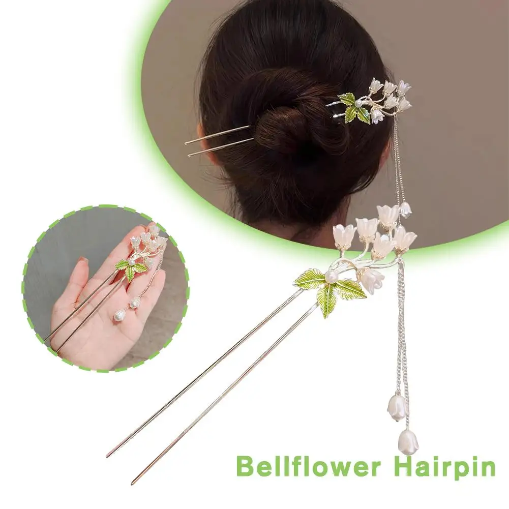 

New Vintage Bell Orchid Flower Fringe Hair Sticks Fashionable Hair Hairpin Hair Female Styling Female Metal Ornament Tools W4A4