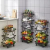Movable Kitchen Fruit Basket Stackable Crevice Vegetable Storage Cart Floor-Mounted Multi-Layer Shelf Folding Rack Trolley Cart 5