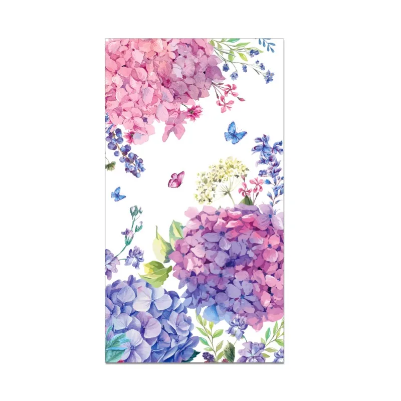 20pcs/Pac 34.2*40.6cm 2-Ply Hydrangea Flower Printed Long Paper Napkins Party Paper Placemats Decorative Napkins