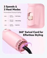 Brosse à air chaud 4 en 1 Lissage/Arrondissement/Volumisation Sèche-cheveux en une seule étape 2 vitesses et 3 modes de chaleur 100-240V avec prise US/EU/UK 5