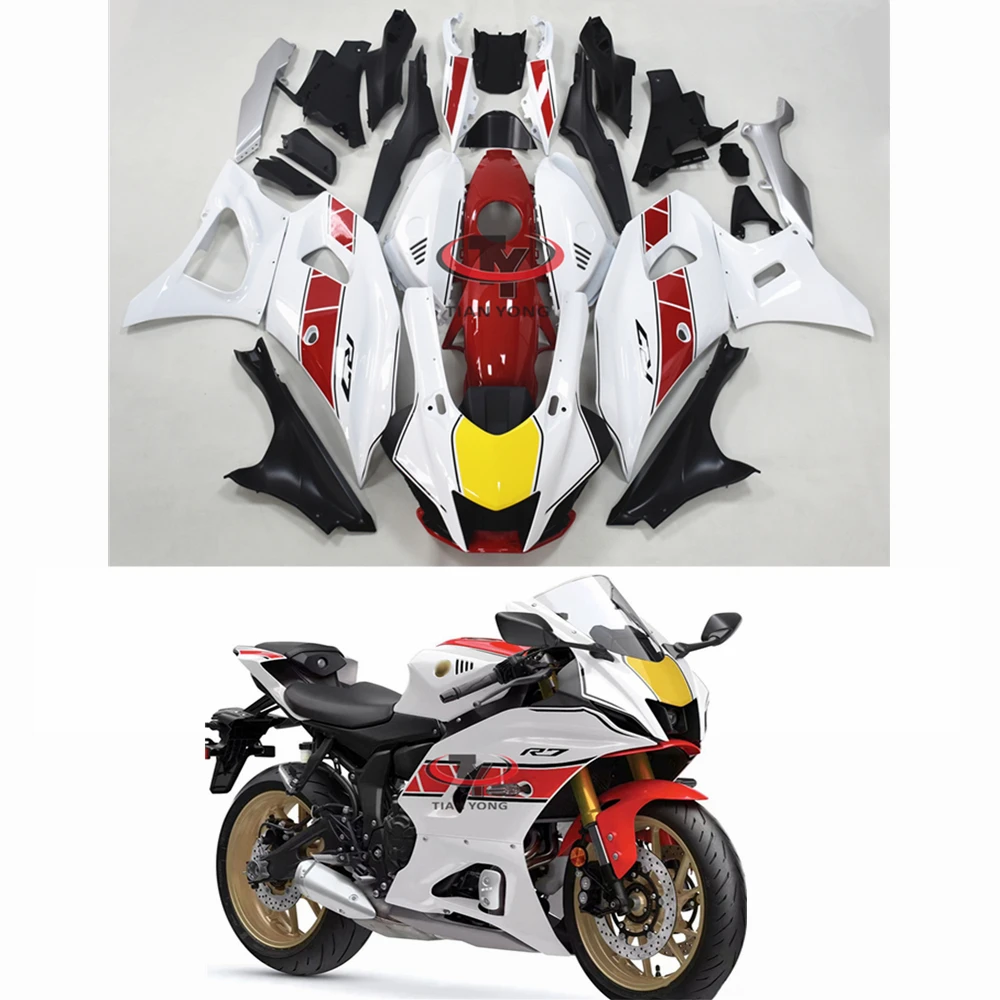 

Motorcycle Full Fairing Kit For YZF R7 2022-2023 white red yellow garland Injection Customize Bodywork Cowling