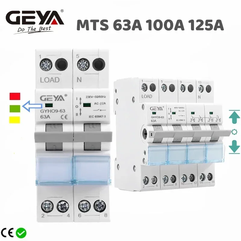 Manual Transfer Switch GEYA GYHO9 New Design Indicator 63A 100A 125A MTS Dual Power Manual Conversion Isolating Switch