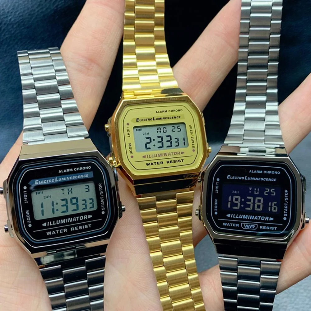 

F91W Digital Women Mens Watches Bracelet Wrist Watch Luxury Stainless Steel Link Band Business Digital Wristwatches Wrist Watch