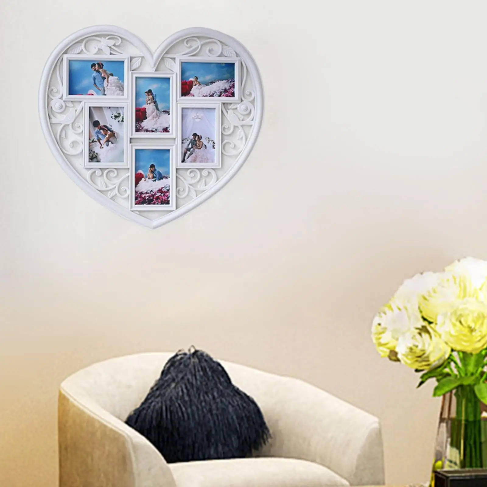 Heart Shaped Wall Decor Collage Picture Frame Decorative Six 4x6