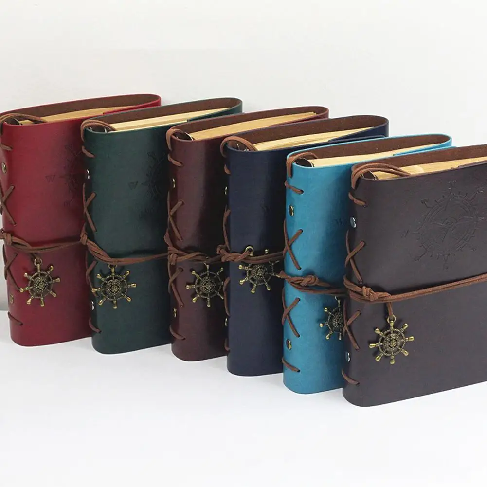 

Retro Spiral Notepad Diary Notebook Vintage Pirate Anchors PU Leather Note Book for Traveler Journal Notebooks Stationery Gift