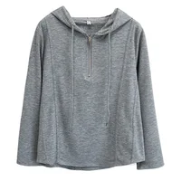 Plus Size Women's Hoodie For Autumn Simple And Casual three-dimensional Cut Half Open Collar Hooded Top 2535