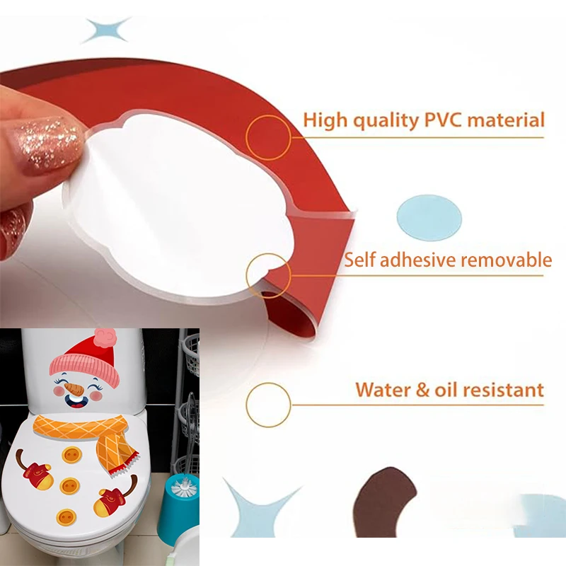 Christmas Toilet Stickers Snowman Santa Claus Bathroom Decoration Stickers Xmas Self-adhesive Window Toilet Sticker Decorations wall stickers,floor stickers,gas pump stickers