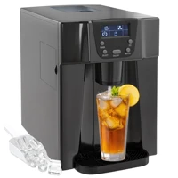 HOMCOM Machine à glaçons avec distributeur d'eau, 12kg en 24h, 9 glaçons en 6-10 minutes, ice maker portable, taille de glaçon réglable, minuterie, réservoir d'eau 3 L, pour maison, cuisine, bar, noir 1