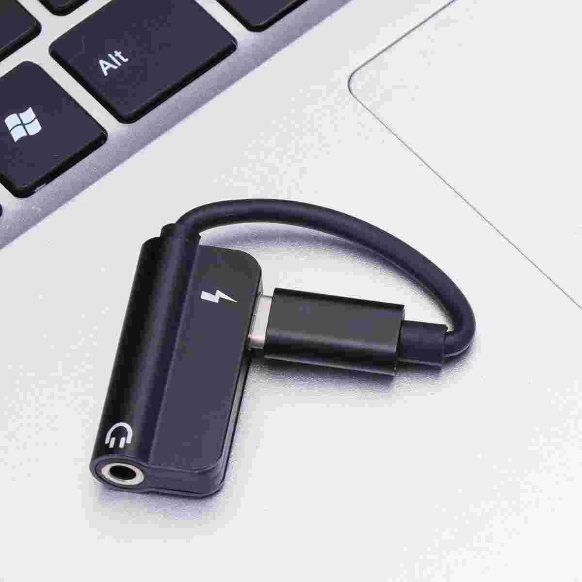 

2-in-1 USB Type C to 35mm Earphone Adapter USB- Cable 35 Jack Headphone Adapter for Phone (Black)