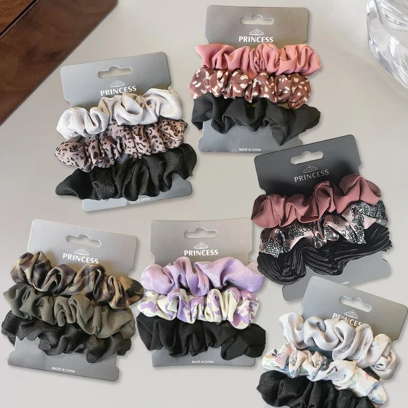 3Pcs/Set Silk Satin Scrunchies Set Solid Color Floral Elastic Hair Bands Multicolor Hair Accessories Rubber Bands Hair Tie 2023