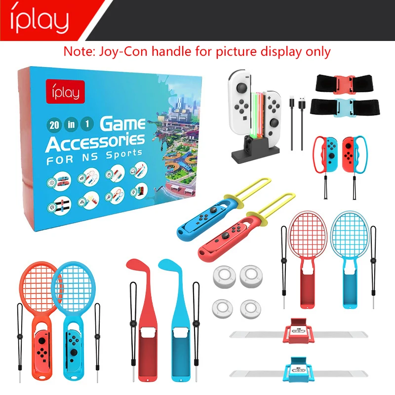 

20 In 1 Switch Sport Accessories Set Golf Club/Tennis Racket/Leg Strap/Lightsaber Compatible with Switch/Switch OLED Sports Game