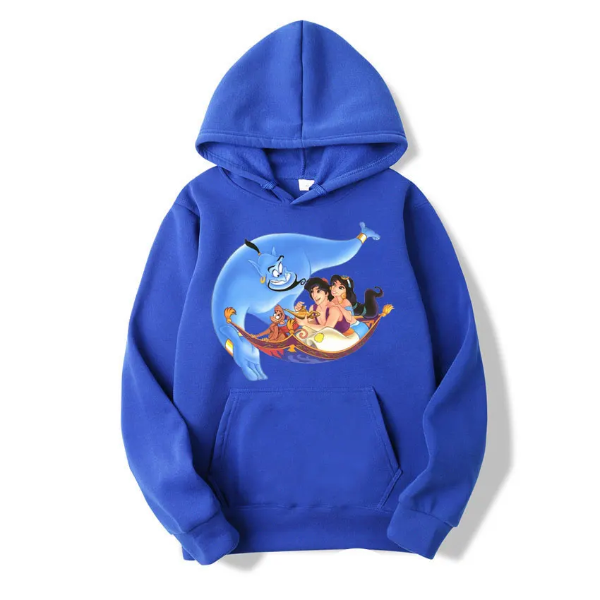 

Aladdin Blue Women Hoodie Tops Spring Autumn 2024 New Casual Men Oversized Pullover Cartoon Anime Couple Sweatshirt Clothes