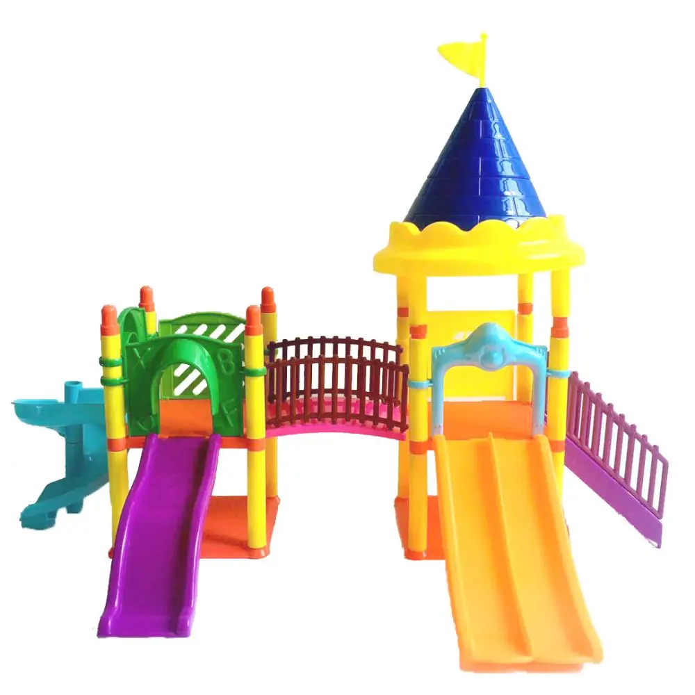 Forest Family 1:12 Reindeer Bunny Animals Amusement Park Dollhouse Miniature Furniture Slide Ladder DIY City Park For Girl Gifts 3