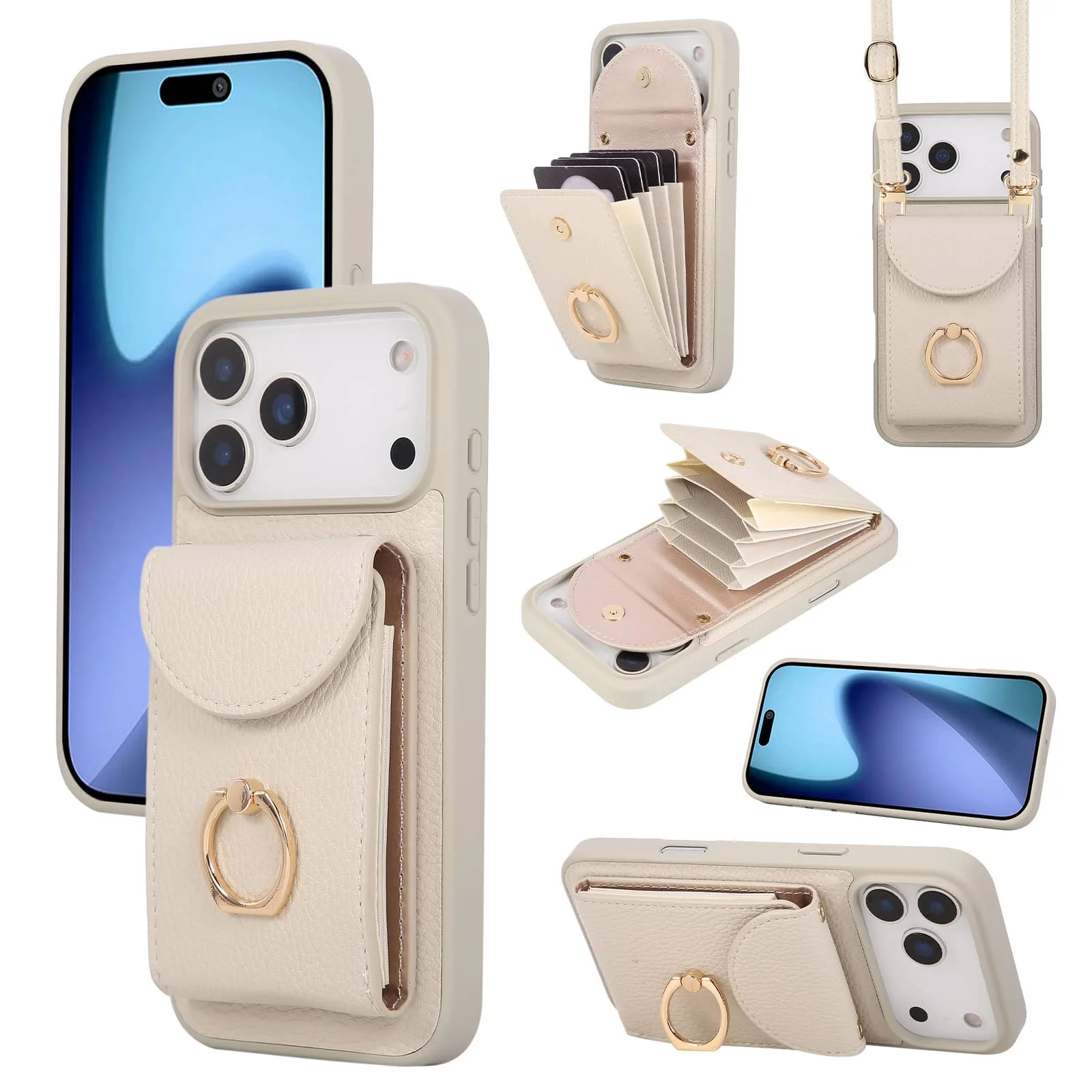 Premium Wallet Case with Card Holder, 360° Ring Kickstand, and Durable Shockproof Protective Bumper