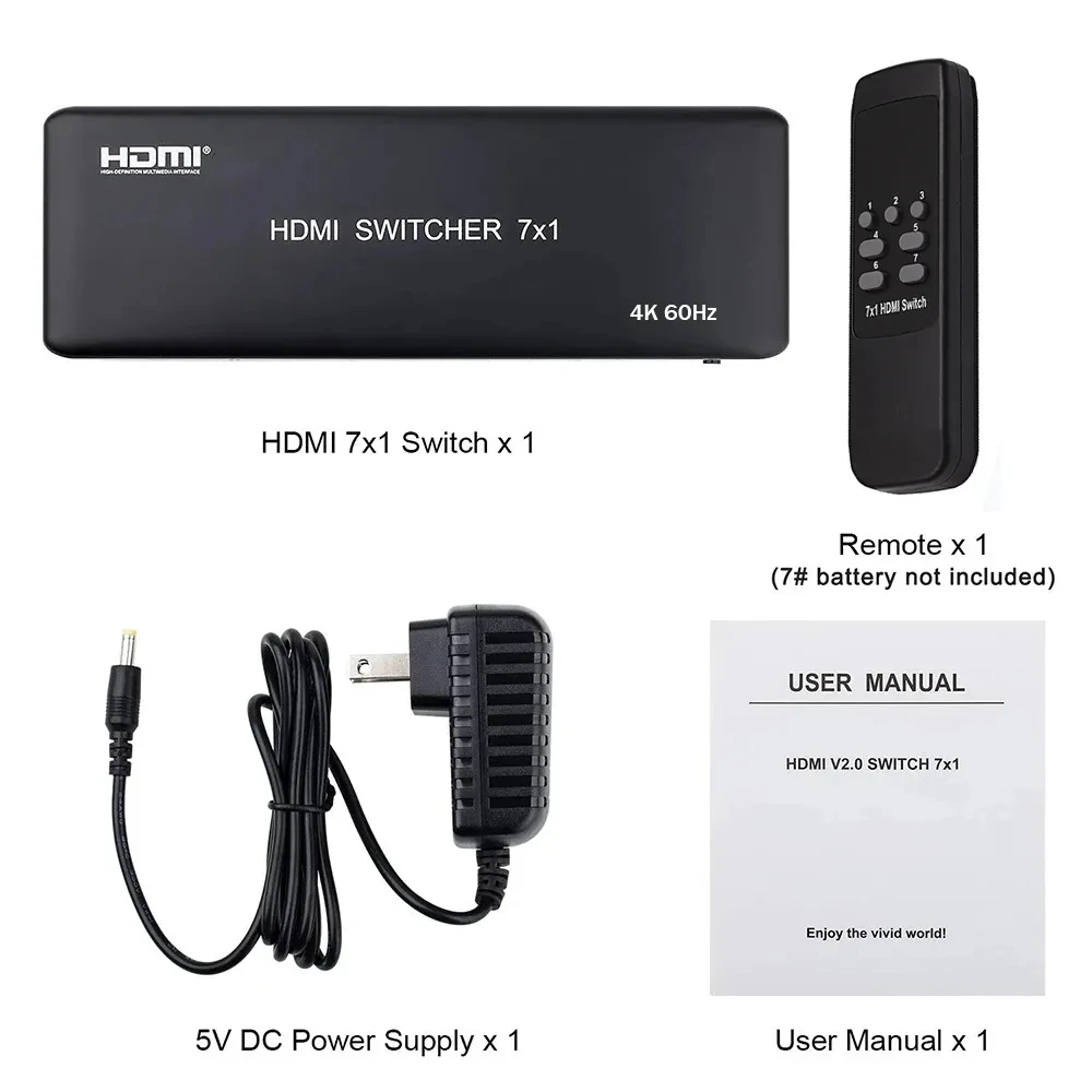 4K 60Hz HDMI ġ 7x1 HDMI 2.0 ó 4x1 3x1 HDMI   ġ, PS3/4 XBOX DVD PC HDTV   HDR HDCP2.2 