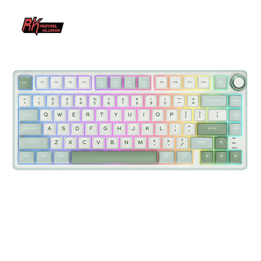 Royal Kludge-rgb Backlit Teclado Mecânico Gaming Hot-swappable Teclado Mda Pbt Keycaps 80 Chaves 80 com Fio rk R75