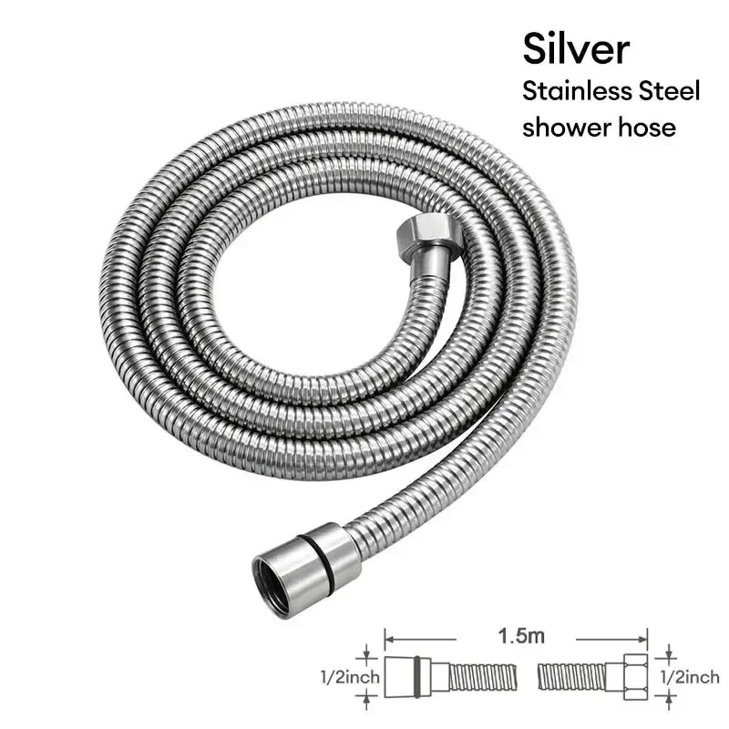 1pcs 1.5M Stainless Steel Hose Extension Tube Bathroom Shower Tube Extension Water Pipe Draw Bathroom Accessories